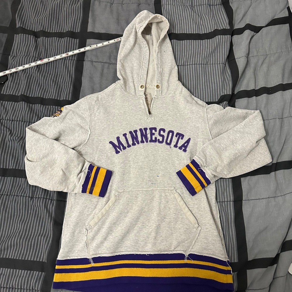 NFL Vintage Minnesota Vikings Hooded Sweatshirt 1/4 Zip Size Large